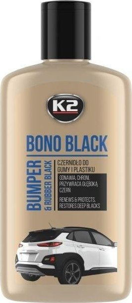 Përkujdesje plastike dhe gome K2 Bono Black, rikthim ngjyre e zezë, mbrojtje UV, e zezë