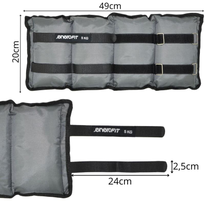 Pesha për kyç Enero Fit, 10 kg 2x5 kg, neopren, gri