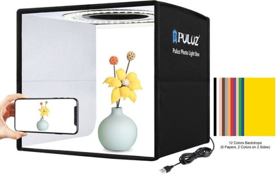 Tendë fotografike Puluz PU5025B, LED, 25cm, e zezë