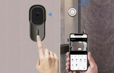 Звонче за врата Avatto Intelligent Doorbell, паметен дом, камера 1080p Full HD, црна