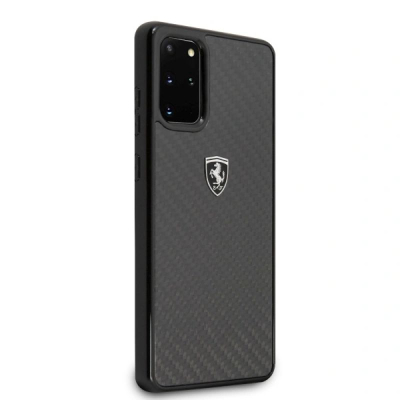 Kapak telefoni Ferrari Off Track për Samsung Galaxy S20 Plus, karbon, i zi