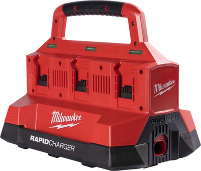 Karikues baterish Milwaukee M18 Packout PC6, 6 porta, karikim i shpejtë, i kuq