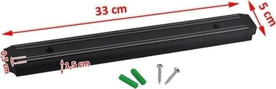 Shirit magnetik Iso Trade, 32.5 cm, për thika edhe vegla, i zi