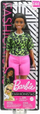 Kukull Barbie Fashionistas me gërsheta brune, bluzë neon jeshile, pantallona rozë