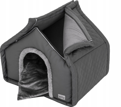 Shpi qeni Diamond Kennel R1, 42x32x43 cm, lëkurë eco, gri grafit