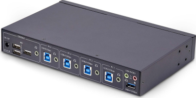Прекинувач KM StarTech 4 порти, USB, поделба аудио 3.5mm, црн