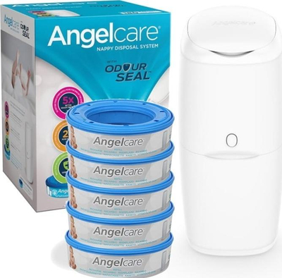 Кош за пелени Abakus Classic, со 5 полнења Angelcare, бел