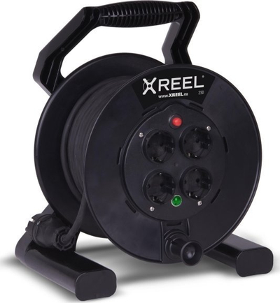 Zgjatës kablloje PCE Xreel 92501T48143, 4 presa, 25m, IP20, portokalli