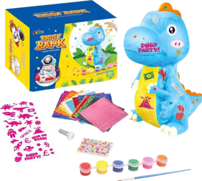 Kuti kursimi për kalamaj Dinosaur, set me dor e me figurinë, bojra edhe ngjitëse, shumëngjyrëshe