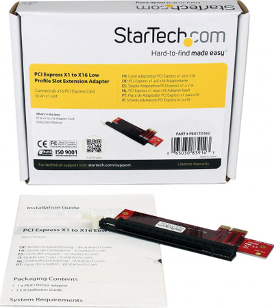 Adapter PCI Express StarTech x1 në x16, low profile, i kuq