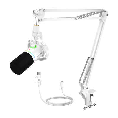 Mikrofon dinamik Maono PD200XS, USB C/XLR, RGB, i bardhë