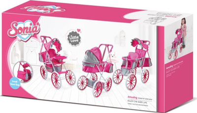 Karrocë për kukulla Doll Stroller, metal, me rrota të mëdhaja, rozë