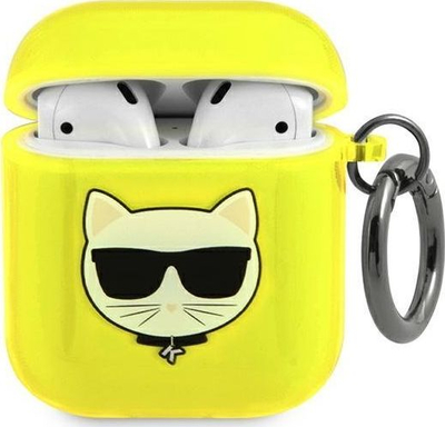 Mbulesë Karl Lagerfeld Choupette KLA2UCHFY për AirPods 1/2, TPU, e verdhë