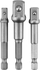 Set adapterësh për çelësa, 1/4" Hex, 1/4" 3/8" 1/2", gri