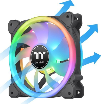 Ventilatorë PC Thermaltake SWAFAN 14 RGB, set 3x140mm me hub, të zinj