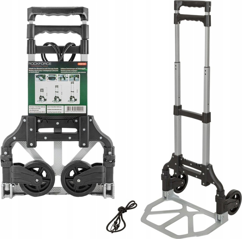 Karrocë transportuese palosëse Rockforce RF-TH6001002, kapacitet 80kg, platformë me rrota, gri
