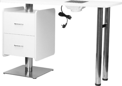 Tavolinë manikyri Cosmetic Desk 6543, me aspirator pluhuri, 2 sirtarë, e bardhë