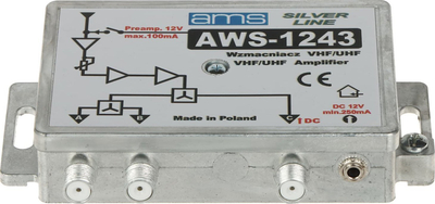 Засилувач за антена AMS AWS-1243, регулирање на засилување, за ТВ