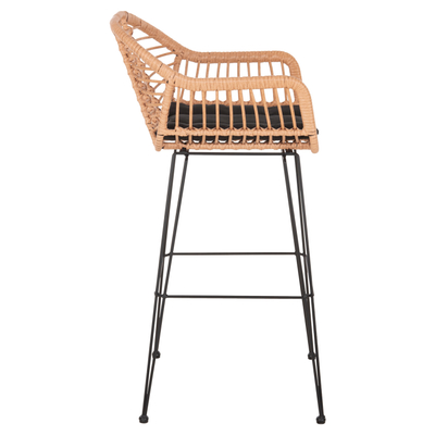Tabure i lartë bar Allegra HM5640.11, ratan sintetik, metal, bezhë e zezë