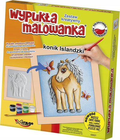 Set pikturimi 3D Mirage Hobby Convex Coloring Islandic Horse, me bojra uji, për kalamaj 5+