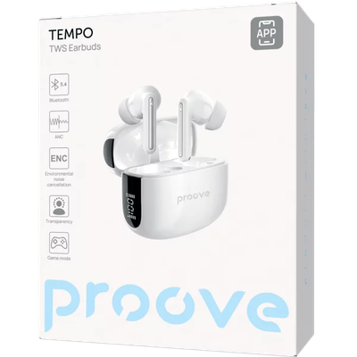 Dëgjuse wireless Proove Tempo TWS, ANC, me aplikacion, të bardha
