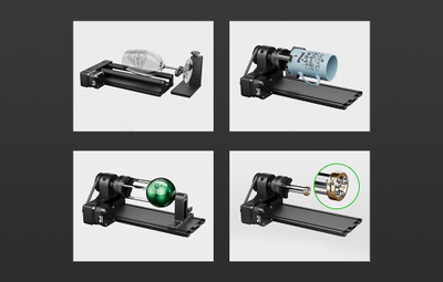 Aksesor rrotullues Stanley xTool RA2 Pro, 4 në 1, për gravues lazer, i zi
