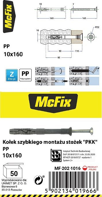 Dube MCFIX KOAEK MF-202-1016, 10x160mm, PP, gri