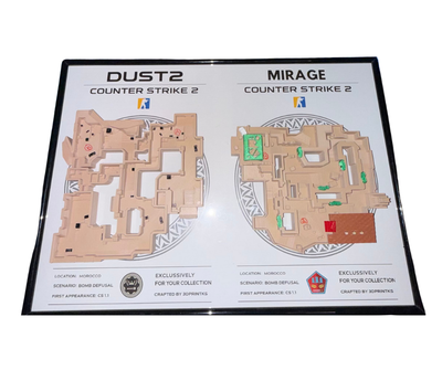 Kornizë 3DPrintKS CS2/CS:GO - 3D Map Dust2+Mirage