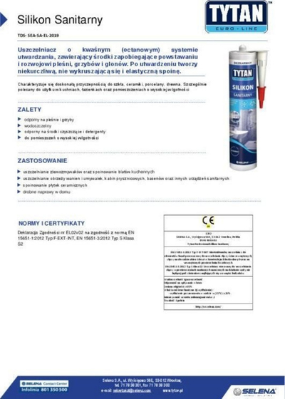 Silikon sanitar Tytan Euro-Line, 280ml, transparent