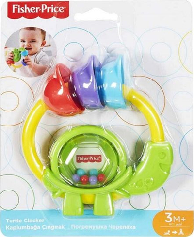 Lodër për bebe Fisher Price Turtle Clacker, e lehtë për t’u kap me dorë, pa BPA, me shumë ngjyra