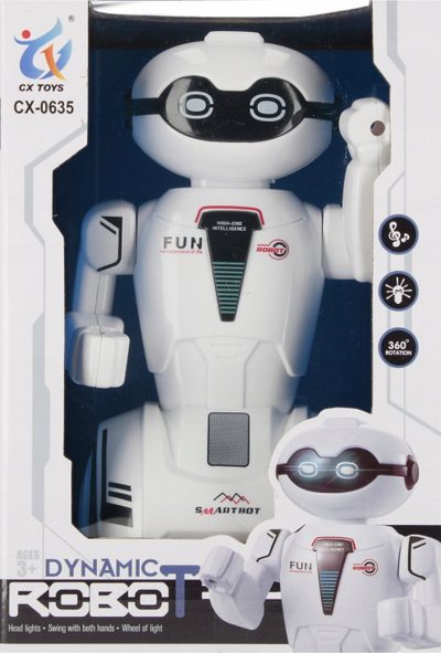 Lodër robot CX Toys Dynamic Robot, 21cm, me drita dhe zë, i bardhë