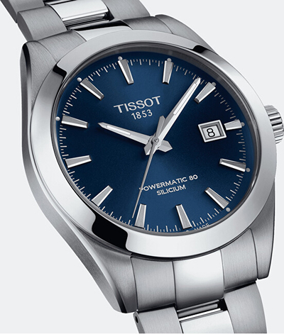Orë për meshkuj Tissot Gentleman Powermatic 80 Silicon T127.407.11.041.00, e argjendtë