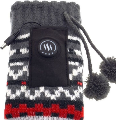 Загреани папучи Glovii GOB со чорапи, за броеви 36-43, бело црвено сиво