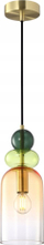 Lampë varëse Italux Manso PND 37462C, xham shumëngjyrësh, detaje ari, shumëngjyrëshe