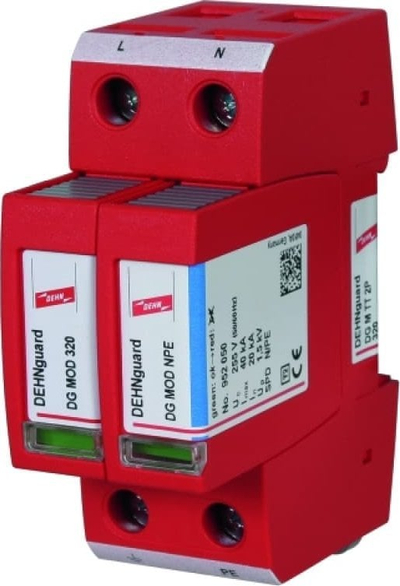 Mbrojtës nga mbingarkesat DEHN DEHNguard DG M TT 2P 275, 40kA, Tipi 2, gri