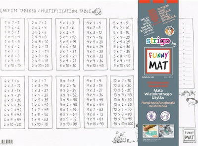 Dyshek ngjyrosës FunnyMat Multiplication Table, silikon, 48x33 cm, i bardhë