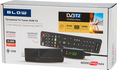 Dekoder DVB T2 Blow 6000FHD Mini, FHD, HDMI USB, ngjyrë e zezë