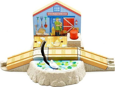 Дрвена играчка воз Fisher Price Томас Wooden Railway Duck Pond Crossing, дрвен сет, за деца