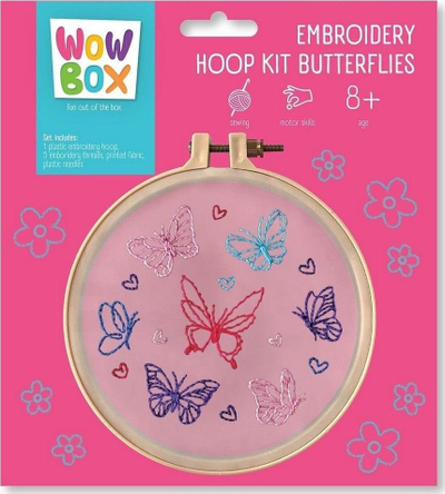 Set qëndisjeje Wow Box Butterfly, rreth qëndisjeje, dizajn flutur, shumëngjyrësh