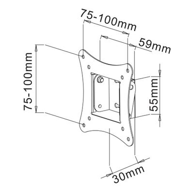 Mbajtëse TV Techly, 13-30", 15kg, VESA 100x100, e zezë