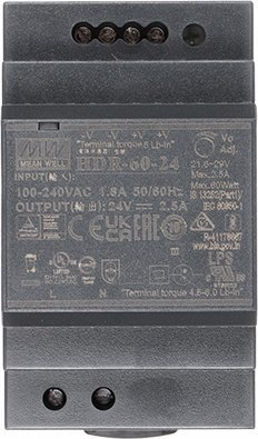 Furnizues energjie Mean Well HDR-60-24, 24V DC, 60W, gri