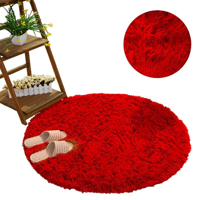 Tapet rrumbullak Strado Shaggy Round, 160 cm, poliestër, i kuq