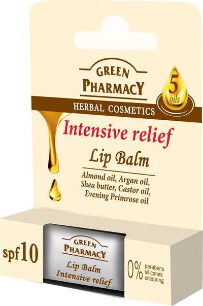 Балсам за усни Green Pharmacy Intensive Relief 5 Oils, SPF10, 4.8g