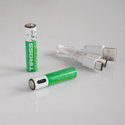 Bateri rimbushëse Tiross Akumalrorki USB C AAA, 650mAh, 1.5V, paketë me 2 copë