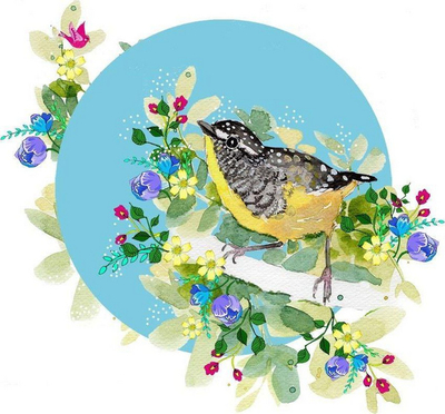 Kartolinë Clear Creations Swarovski CL2007, zog i verdhë, pa tekst