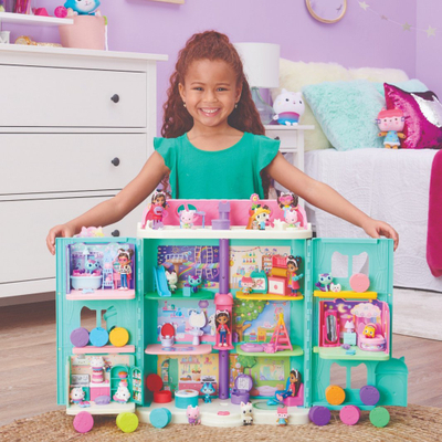 Shtëpi kukullash Spin Master Gabbys Purrfect Dollhouse, 61cm, me drita dhe tinguj, shumëngjyrëshe