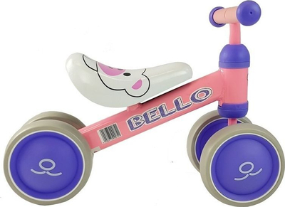 Biçikletë ekuilibri Leantoys Bello, 4 rrota, për kalamaj, rozë
