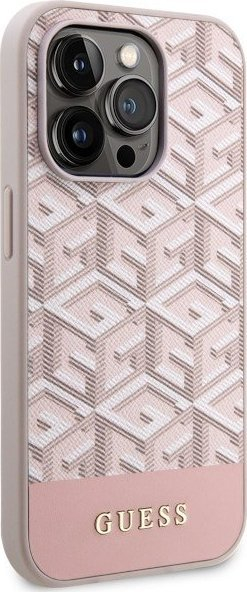 Këllëf telefoni Guess GCube Stripes MagSafe, për iPhone 14 Pro Max, i fortë, rozë