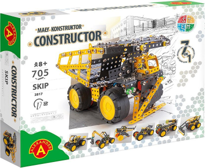 Set konstruktori metalik Alexander Toys Skip, 705 copa, 8+, shumëngjyrësh
