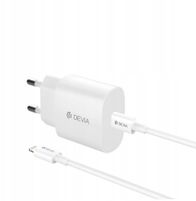 Karikues muri Devia Rocket PD 20W, USB C 20W, me kabllo USB C Lightning, i bardhë